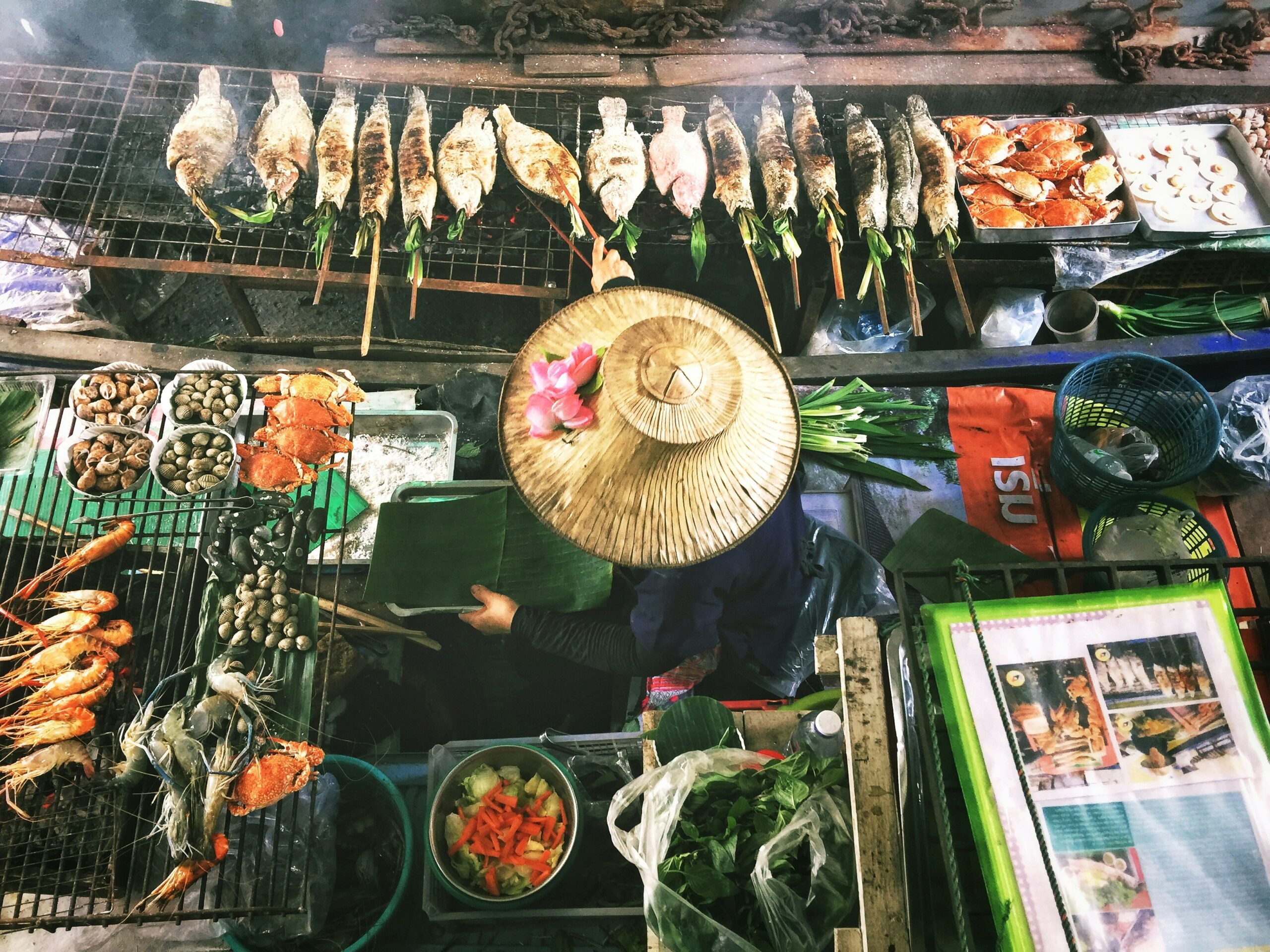 タイの水上市場の屋台